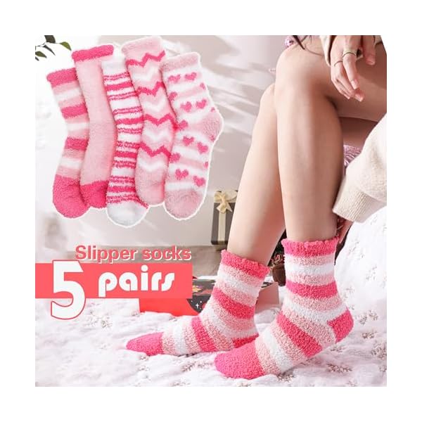 Anlisim Womens Fuzzy Socks Cozy Fluffy Winter Cabin Slipper Warm Fleece Soft Thick Comfy Socks - Image 5