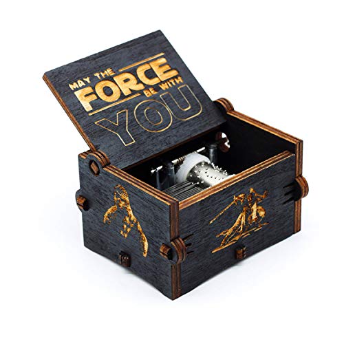 Caja de música de Star Wars de madera negra, caja de madera