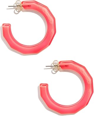 ZENZII Colorful Resin Acrylic Textured Flat Hoop Earring for Women