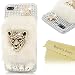 iPhone 7 Plus Case 5.5" - Mavis's Diary 3D Handmade Bling Crystal Luxury Golden Leopard Head Shiny Sparkle Diamond Flower Glitter Gems Full Edge Cover Hard PC Case for iPhone 7 Plus