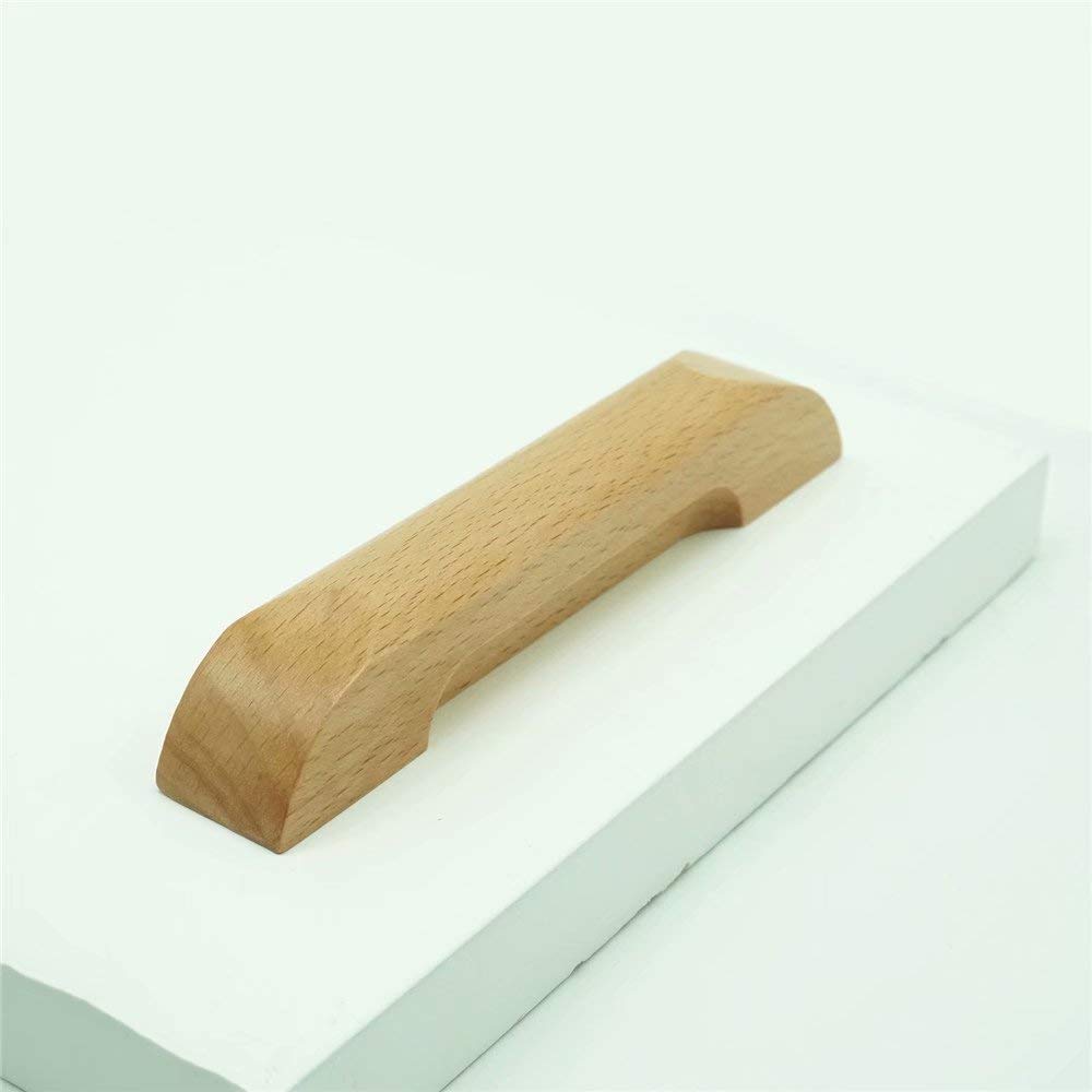 128 mm Schubladenknöpfe aus Holz, Massivholz, Schrankgriffe, Hardware, Möbel, Kommode, Kleiderschrank, Schrankgriffe, 10 Stück (Lochabstand: 128 mm)