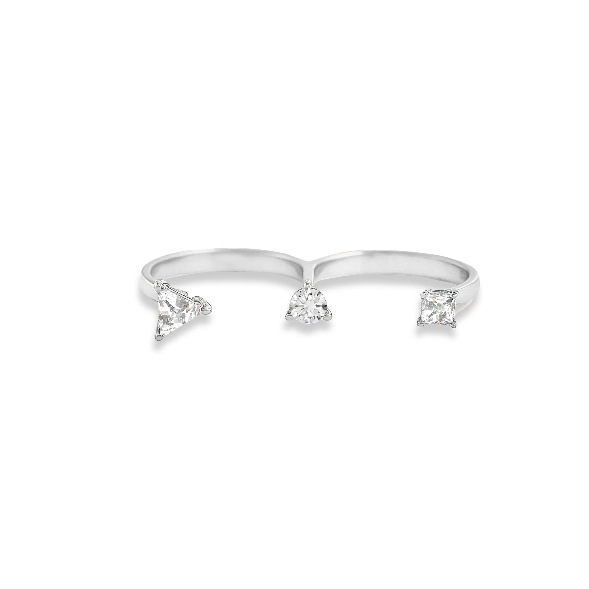MABEL 925 Sterling Silver, Rhodium Plated Solitaire Dual Finger Ring, Fine Jewellery Gifts for Women & Girls, Assured Purity & 6 Month Warranty* (B0CRS177QX) Amazon Price History, Amazon Price Tracker