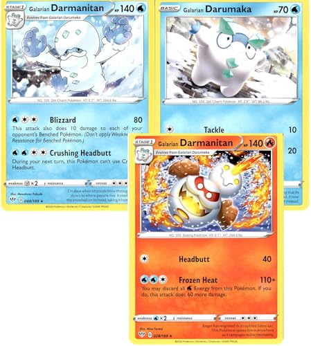 Galarian Darmanitan 28/189 & 44/189 - Darkness Ablaze Pokemon 3 Card Lot