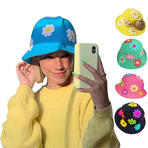 Flower-Knit-Bucket-Hat-Women-Fashion-Summer-Beach-Crochet-Fisherman-Hats-Stylish-Travel-Sun-Caps-with-Brim