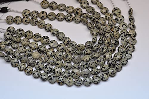 Perles jaspe dalmatien de 9-10mm en briolettes facettées haut de gamme