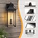 Lawyettle 25-INCH Dusk to Dawn Outdoor Wall Light, Large Size Waterproof Patio Lanterns, 3-Light Exterior Wall Mount Lantern Sconce with Glass, Black Wall Sconces for House Garage Front Door