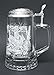 JAMES MEGER GLASS WHITE TAIL DEER STEIN, Etched German Glass Beer Stein w/ Pewter Lid, Made in Germany