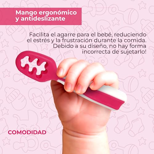 Miniatura 5 de Cuchara Bebe Aprendizaje - Precucharas Bebe Blw Para Primeros Alimentos, Cuchara Silicona Bebé 6 Meses Recomendadas Por Nutricionistas, Cubiertos, Alimentacion Complementaria, Baby Led Weaning