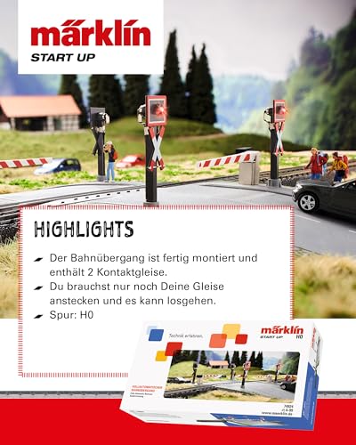 Märklin start up - Vollautomatischer Modelleisenbahn Bahnübergang Spur H0, 74924 – Bild 5