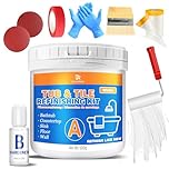 Pintura para bañera blanca de 500g, pintura para azulejos, azulejos de baño, plato de ducha kit de renovación de bañera y lavabo, baño impermeable y resistente a los arañazos con herramientas