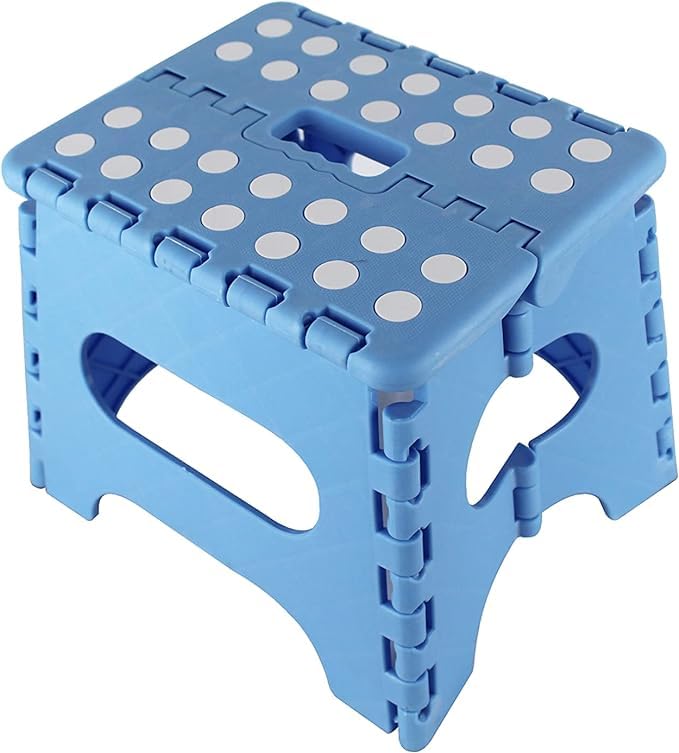 Sgabelli per camerette bagno cucina giardino per bambini e adulti in PVC con maniglia portata fino 150 kg (21 x 17 x 18 cm, Blu)