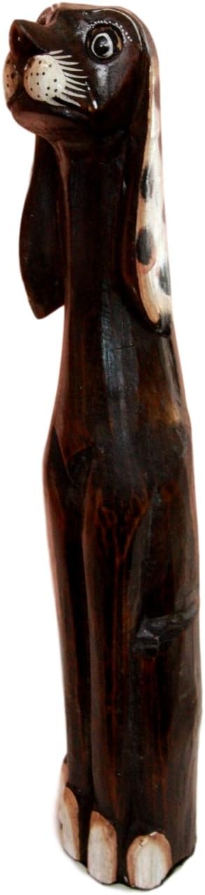 Balikraft Hand Made Wood Artisans "Anjing Tutul" Large Canine Hound Dog Family Set of 3 Decorative Figurines 38.5"H