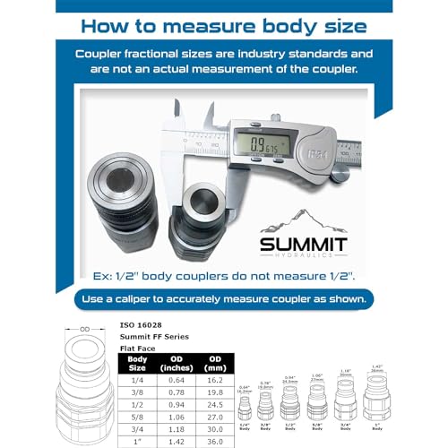Summit Hydraulics FF12-08N 1/2 Inch Skid Steer Bobcat Flat Face Hydraulic Quick Connect Couplers/Couplings Set W/Dust Caps thumb #8