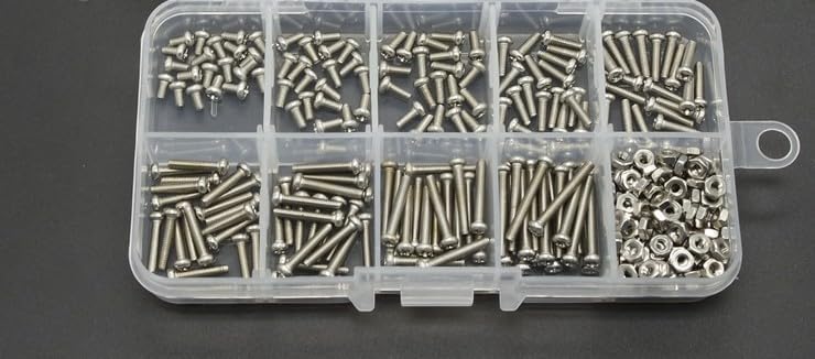 360pcs/lot M2.5 * 4-M2.5 * 20 stainless steel 304 phillips pan round head screw hex nut set box assortment kits thread repair kit 88 - (Color: stainless steel)