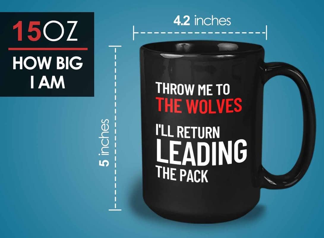 Bubble Hugs Leadership Coffee Mug 15oz Black - Wolves Leading the Pack - Business Entrepreneur Principal Appreciation Gifts Bosses Day Leaders Mentor Gift Wolf