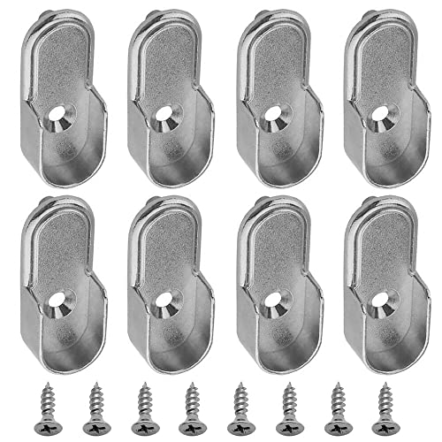 2 Schrankrohrlager Silber Kleiderstangenhalter Oval Zum Schrauben - Foto 5