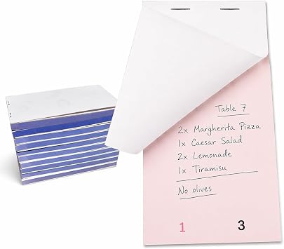 AC Supplies Global Restaurant Order Pad with Duplicate Sheet, Notepad for Waitstaff, Writing Orders 50 140mm x 78mm