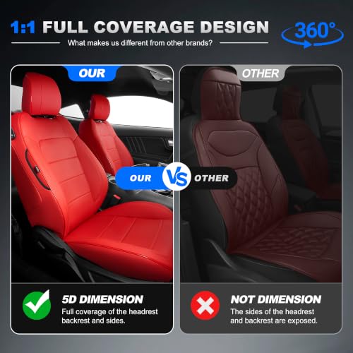 Image of AOMSAZTO Custom Fit Seat Covers for Ford Mustang Coupe 2015-2026 Red