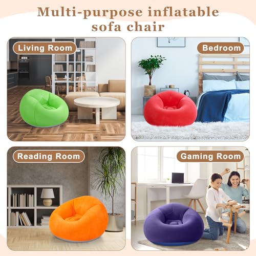 Image of Realspring 6 Pcs Inflatable Bean Bag Chair, Air Pump,Colorful | Electric Pump for Inflation, Foldable Blow up Chairs for Outdoor Movie Seating, Portable Sofa for Adults Camping