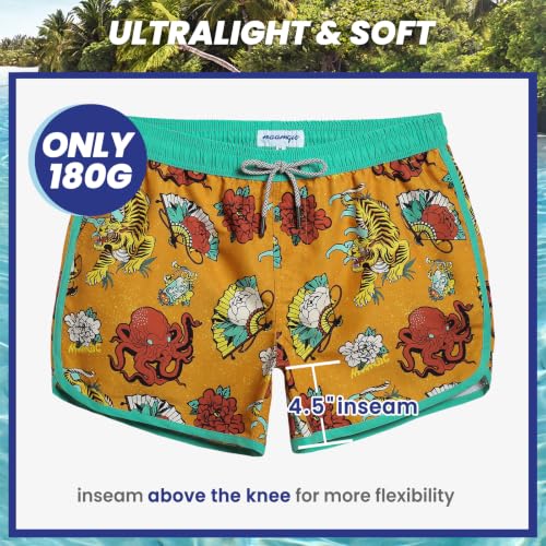 Image of maamgic Mens Boys Short 80s 90s Vintage Swim Trunks with Mesh Lining Quick Dry Swim Suits Board Shorts