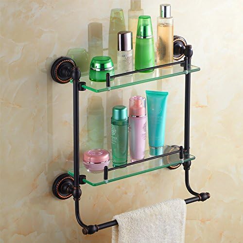 YUPEBlack bronze double glass shelf