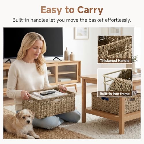 Image of StorageWorks Extra Large Wicker Basket, Seagrass Storage Basket, 1-Pack