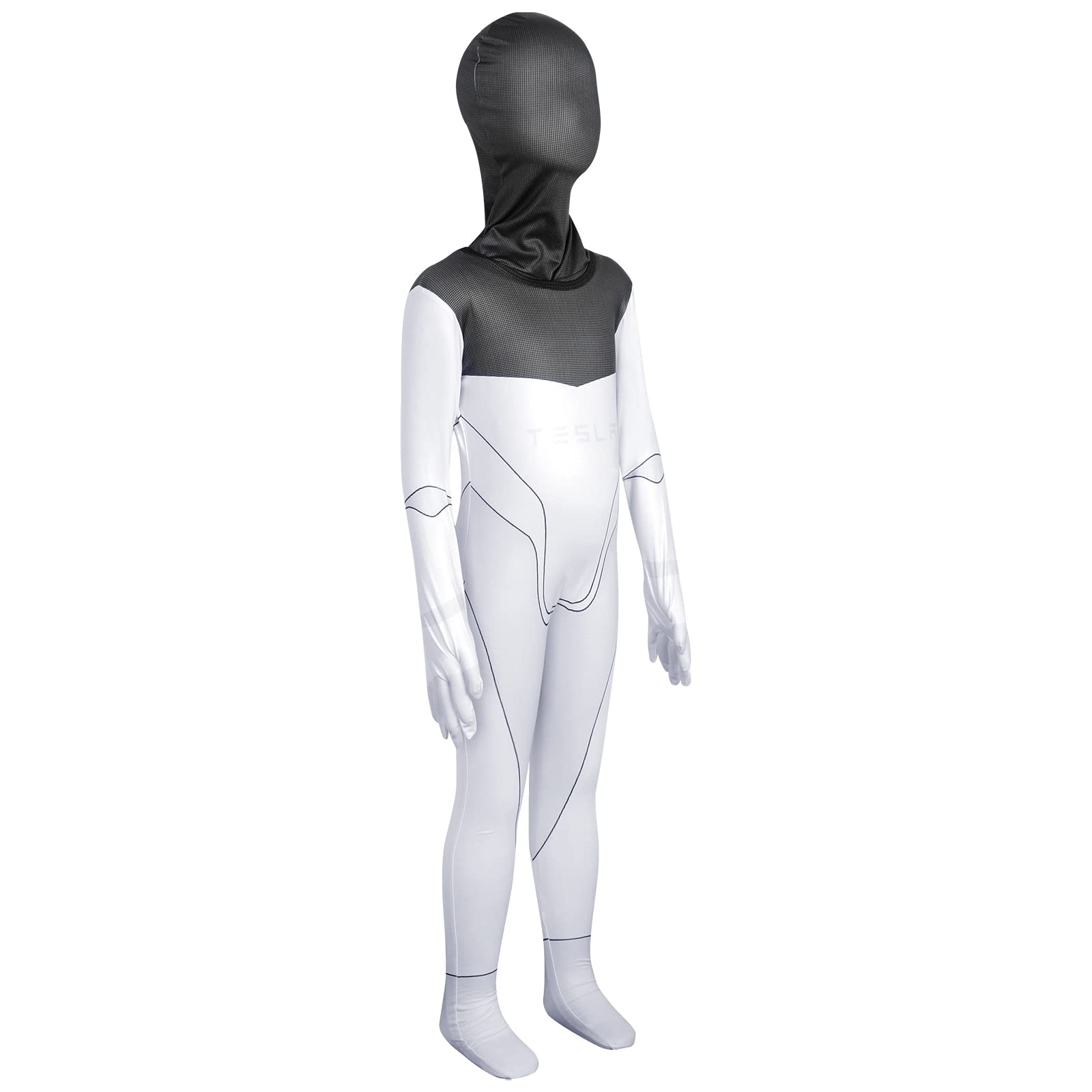 Kids Tesla Bot Costume, Halloween Humanoid Robot Costume with Face Covering, Full Bodysuit Costume, 