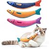 Interactive Cat Toys with[5000mg Premium A+Catnip &Silvervine][Baby Grade] Soft Chew Kicker Cat Toys for Indoor Cats & Kittens, Crinkle &Rattle Fish Sound Toy, Drives Bored Cats Crazy with Fun,3 Pack