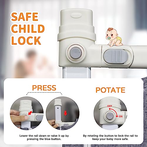 MagicFox Trilho de cama dobrável para crianças pequenas - 32 níveis de ajuste de altura especialment