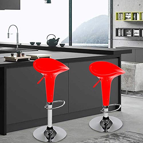 Tabourets de bar rouge de cuisine réglables et pivotants ABS