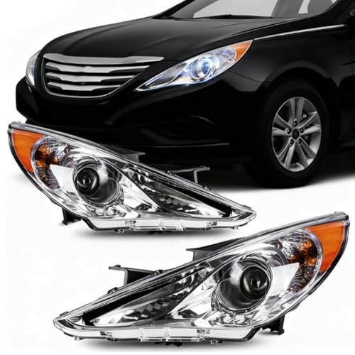 PHILTOP Headlight Assembly - Chrome Headlamp Replacement for 2011-2014 Hyundai
