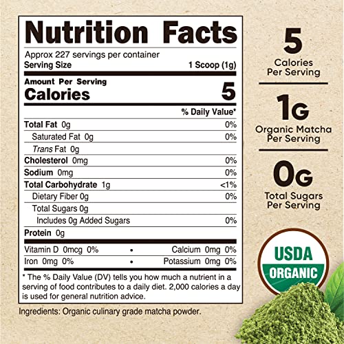 Nutricost Organic Matcha Powder (Culinary Grade) 8Oz - Certified Ccof Organic. Vegetarian, Gluten Free, Non-Gmo #TOP1