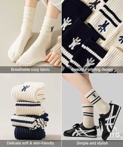 Image of IIG 5 Pairs Womens Novelty Cute Crew Socks Colorful Funny Ankle Socks Gifts for Womens Socks