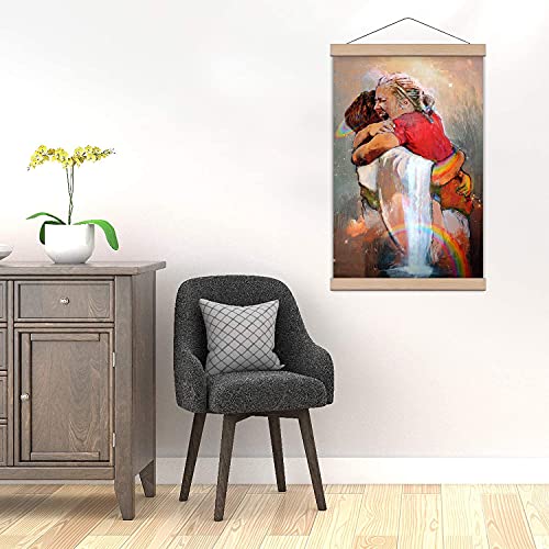 Wall Art Prints 1St Day In Heaven Girl Embracing & Hugging Jesus Wall Decor Prints Home Decor Posters Wall Art Canvas Pictures With Magnetic Poster Frame Hanger (30X45Cm) #TOP2