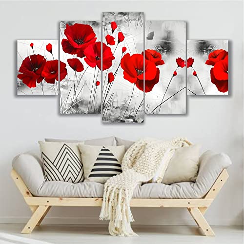 Quadros Decorativos Sala Quarto Flor Papoula Vermelha