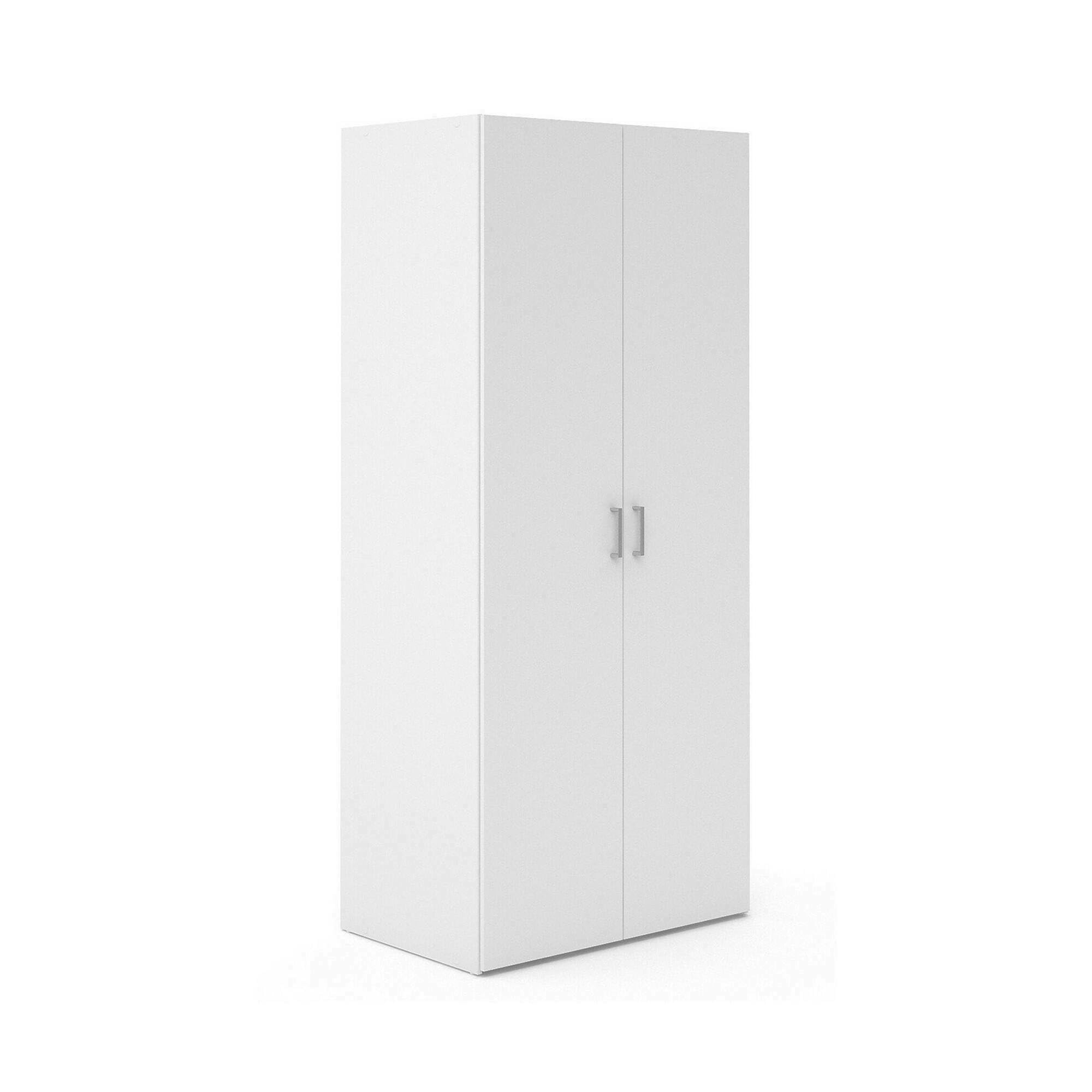 Dmora - Guardaroba 2 ante Paulette, Mobile camera da letto, Cabina armadio portabiti, Armadio appendiabiti, 77x49 h175 cm, Bianco