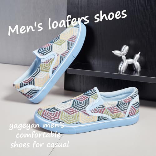 Image of yageyan Mens Slip on Sneakers Loafers Shoes Canvas Black Shoes Canvas Blue Casual Fashion Shoes