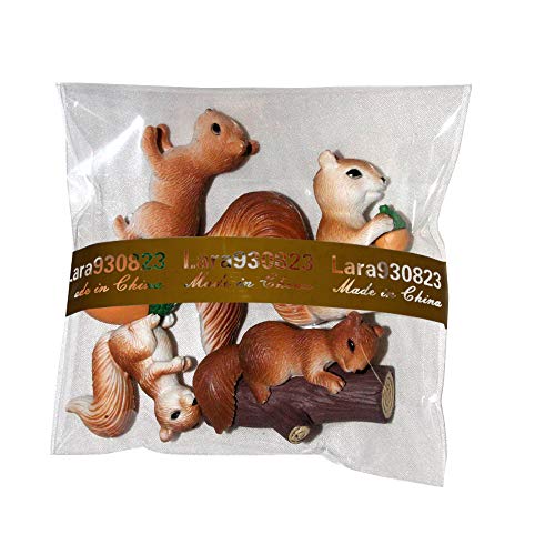 4 Pcs Squirrel Animal Figurine Ornament Home Ornament Decor, Garden Cake Top Decoration #TOP1