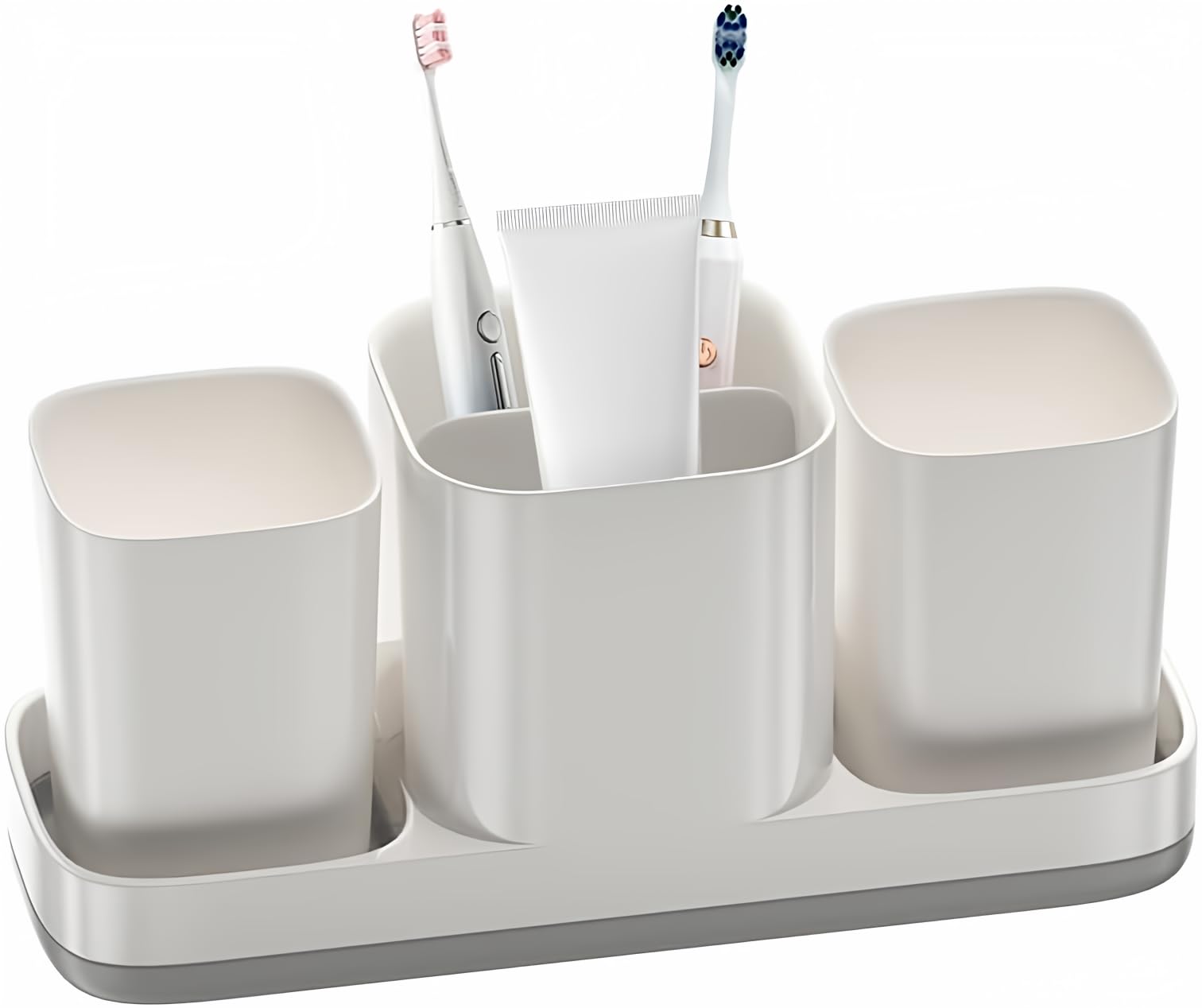 Portaspazzolini Da Bagno Con 2 Tazze E Base Scolatoio - Organizer Arancione E Verde