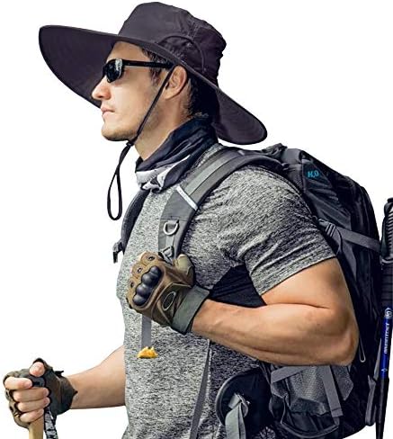 Super Wide Brim Sun Hats with Waterproof Breathable for Fishing, Hiking, Camping Dark Grey