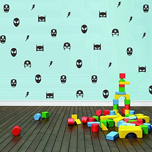 Finduat 57 Pcs Superhero Wall Stickers Decal, Kids Removable Wall Stickers Boys Room Decor, Vinyl Wall Decals For Children Baby Kids Boys Bedroom, Nursery Decor #TOP2