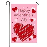 Happy Valentine Garden Flag Double Sided 12 X 18 Inch, Valentines Day Decorations for Garden Valenti