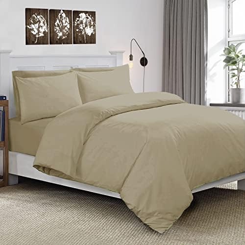 Ray Bedding 4Pcs Kingsize Duvet Cover Sets 400 TC 100% Egyptian Cotton Duvet Cover & Deep Fitted Sheet King Size Bedding Sets with Pillow case 2 Pack | Complete King Size Duvet Set