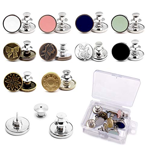 Instant Jeans Knöpfe ohne Nähen, Metallknöpfe mit Nieten und Metall-Basis Tack Buttons Ersatzset Cover