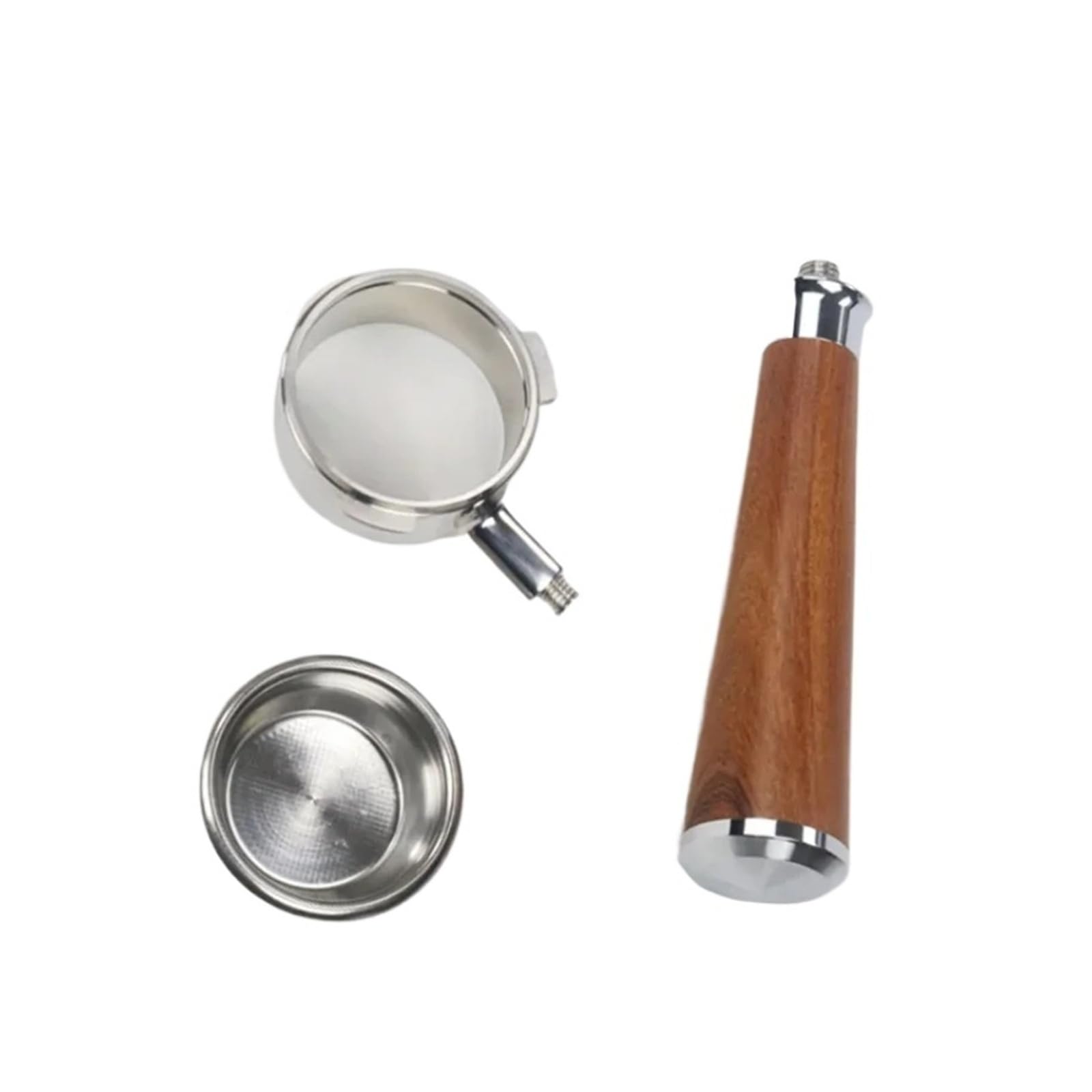 Compatible Con Barsetto, Portafiltro Sin Fondo De 58MM Y 3 Orejas, Mango De Madera, Mango De Repuesto For Cafetera(Double mouth-C2-B)
