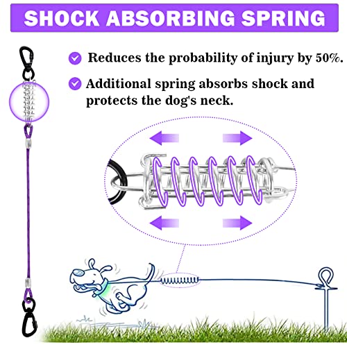 Dog Tie Out Cable 10ft/15ft/20ft/30ft Dog Runner for Yard and Outdoor with Swivel Hook Green/Blue/Purple Reflective Lead Dog Chains for Training Small to Medium Dogs Up to 100lbs Dog Tie Out Cable 10ft/15ft/20ft/30ft Dog Runner for Yard and Outdoor with Swivel Hook Green/Blue/Purple Reflective Lead Dog Chains for Training Small to Medium Dogs Up to 100lbs