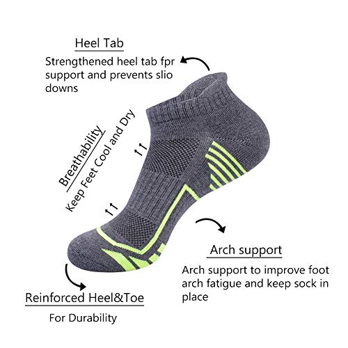Joynée Mens Ankle Athletic Low Cut Socks For Men Sports Running Cushion 6 Pack,Deep Grey,Sock Size 10-13 #TOP1