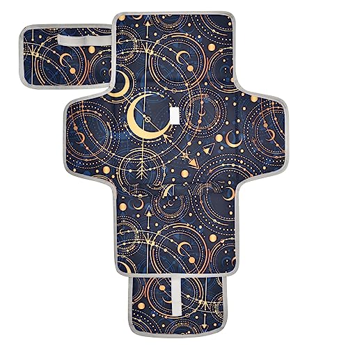 Image of Moon Star Bohoo Portable Baby Changing Pad Travel Diaper Changing Table Mat Foldable Waterproof Changing Station with Built-in Pillow for Newborn Essentials Stuff Baby