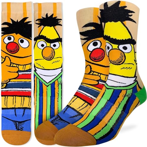 Good Luck Sock Men's Sesame Street, Bert and Ernie Socks, Adult, Shoe Size 8-13