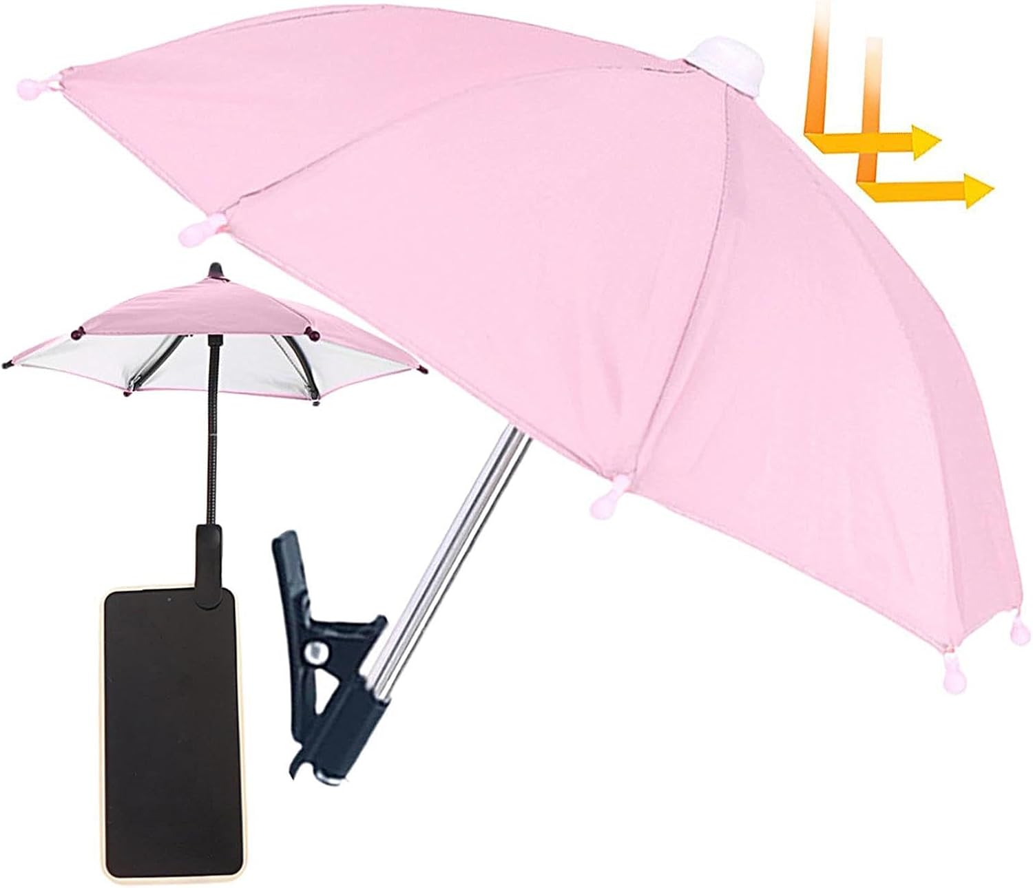 Phone Umbrella, Clip On Sun Shade for Smartphone, Adjustable Angle Anti Reflective UV Protection Cover, Portable Outdoor Filming Screen Shade for Camping Travel Hiking Watching